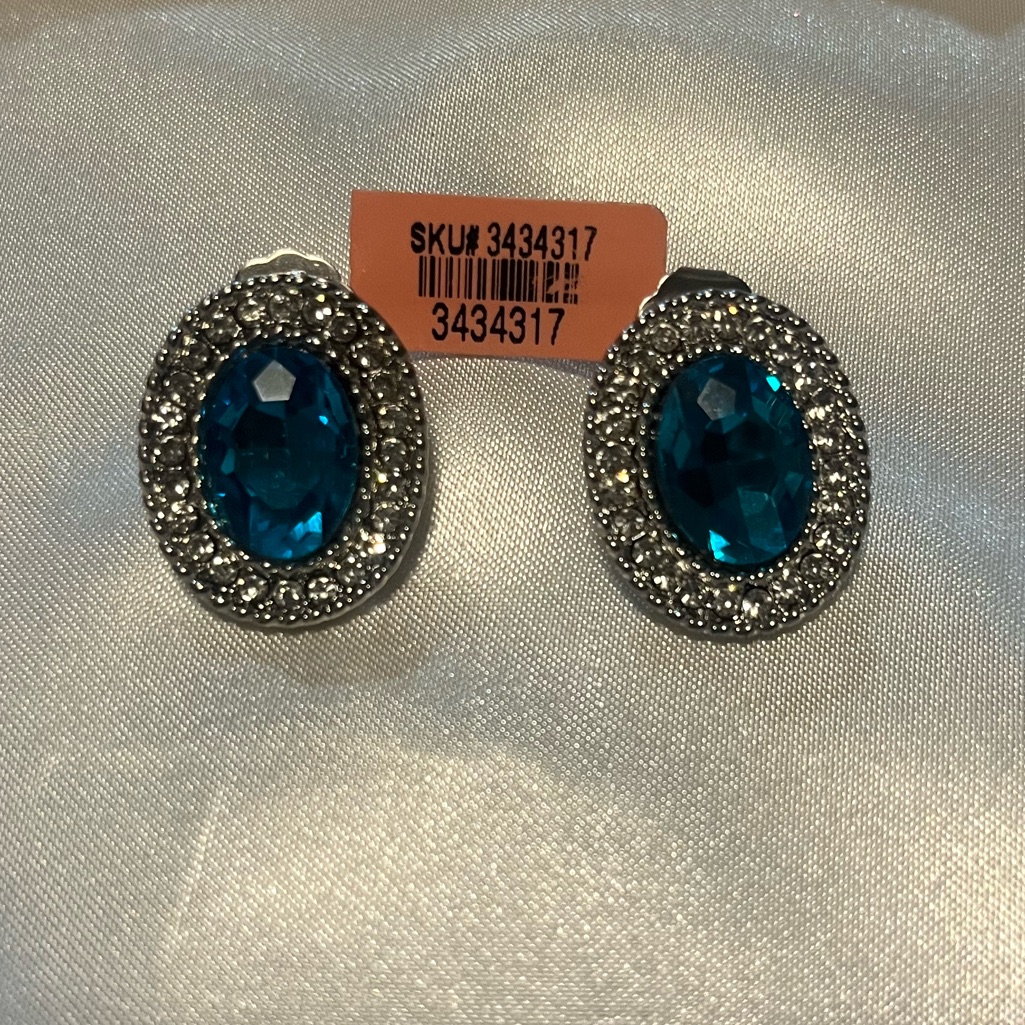 New Qvc Oval Shaped Aquamarine Stud Earrings